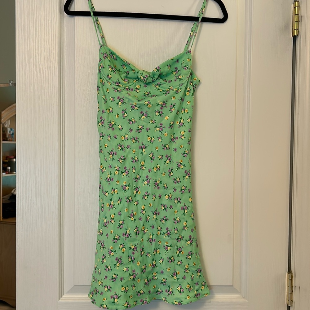Zara Satin Effect Mini Print Dress Size XS